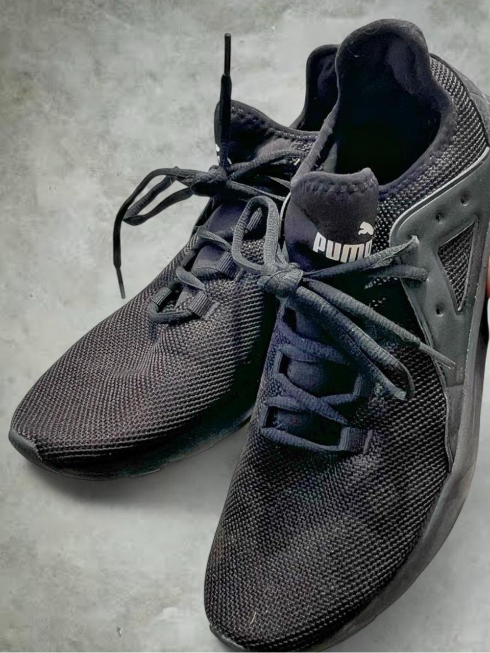 Puma Black Mesh Lace-Up Athletic Sneakers